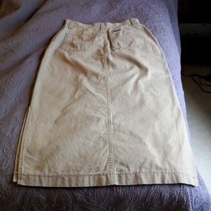 Vintage Lee Riveted Womens Size 8 Khaki Maxi Skirt Modest Slit High Waist 90s